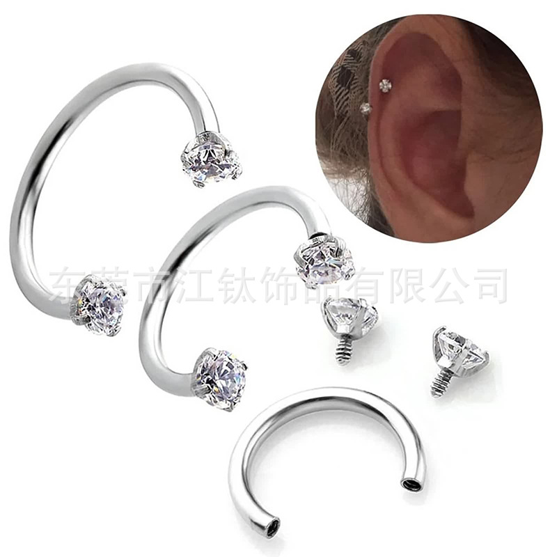 G23 Titanium Alloy 18G 1.0mm Horseshoe Ring Ear Bone Nail Inner Thread C Ring Body Piercing Jewelry - Image 4
