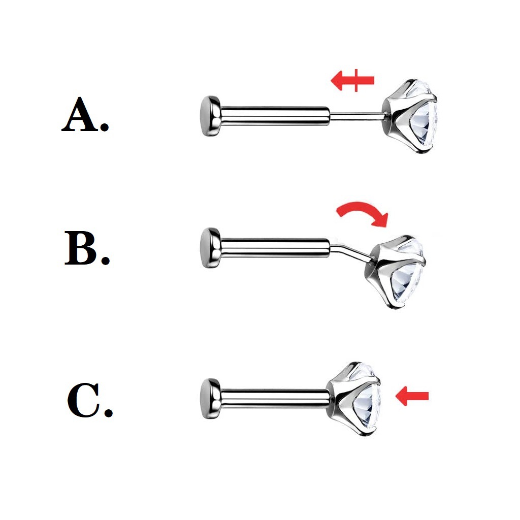 G23 Titanium Flat Back Earring with Zircon Stud, Cartilage Ear Bone Nail Piercing Jewelry - Image 4