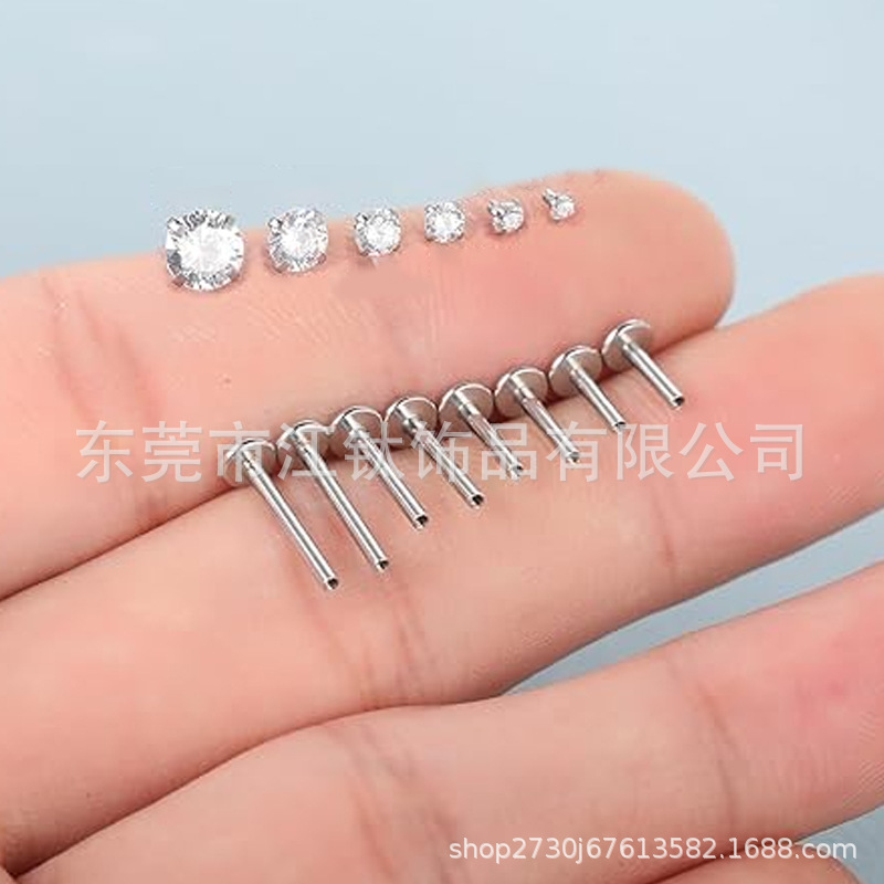 Jiang Ti F136 Titanium Long Teeth Ear Stud, Super Flash Claw with 5A Zircon, G23 Titanium Alloy Cartilage Earring, Ear Bone Nail - Image 4