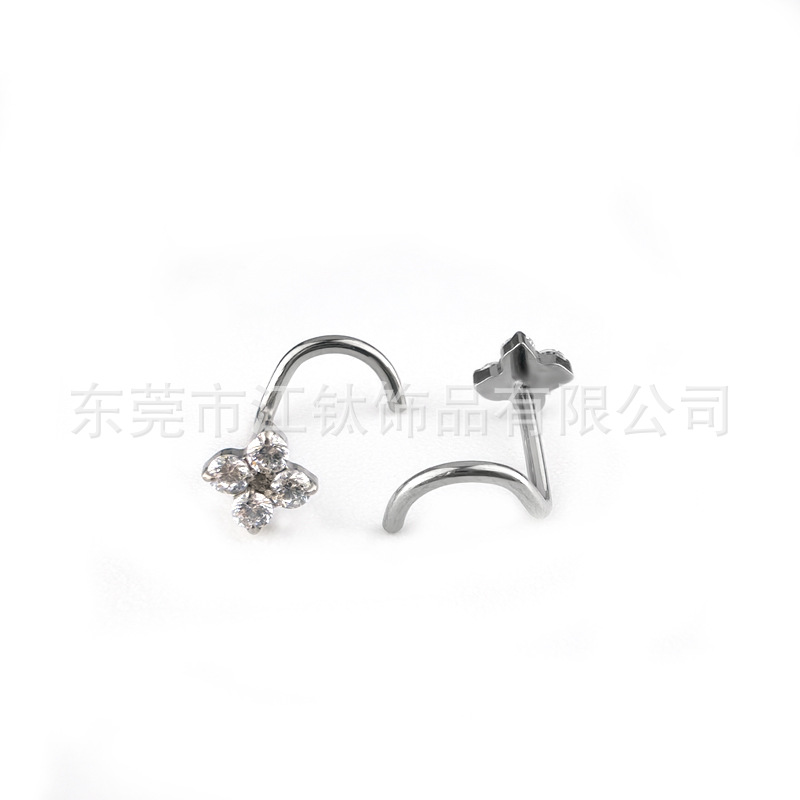 F136 Titanium Four-Leaf Clover Sea Urchin Star Nose Nail S Rod L Rod Nose Ring Body Piercing Jewelry - Image 3