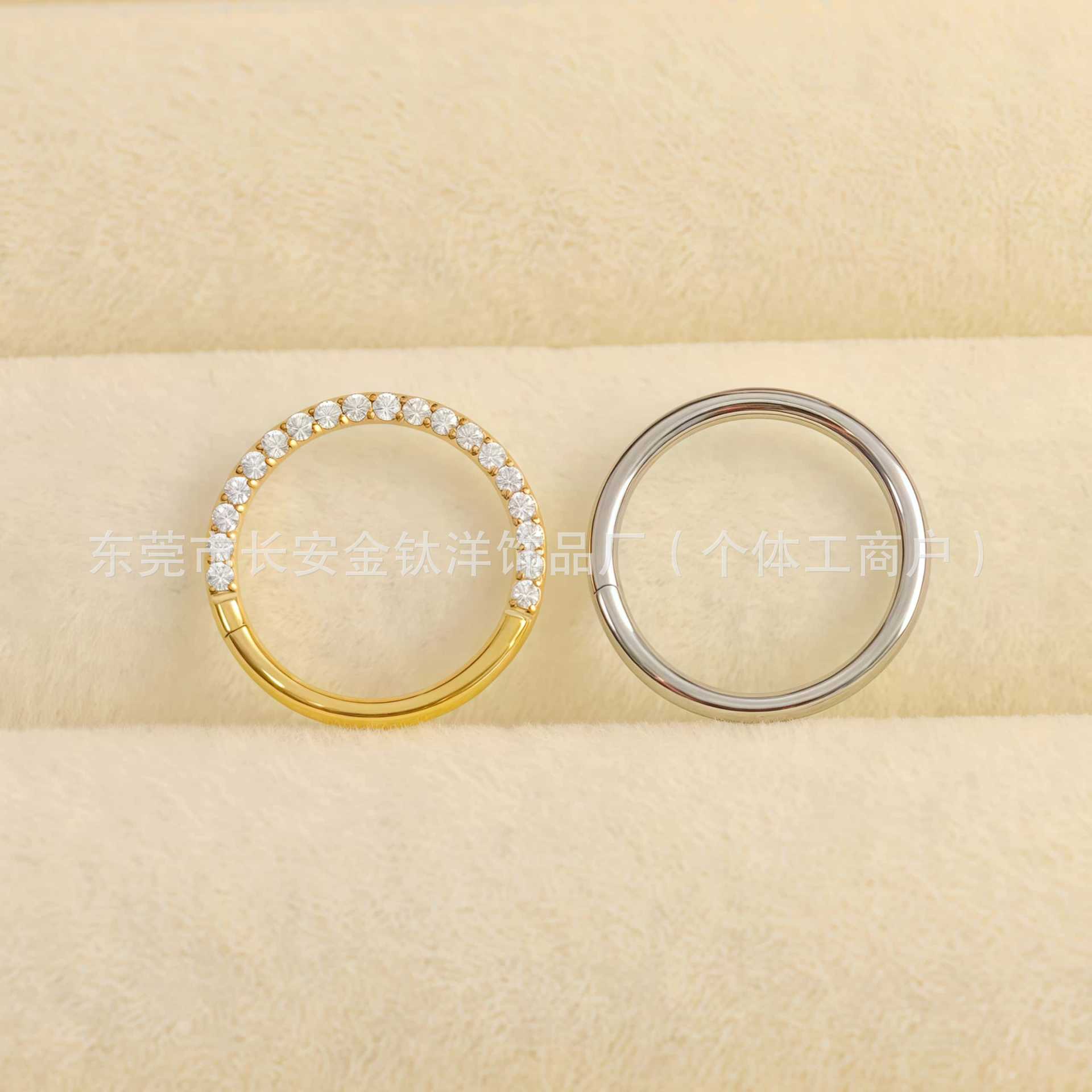 F136 Titanium Half-Studded Diamond Closed Ring Seamless Hoop Earrings Nose Ring Lip Ring Piercing Jewelry - Image 4