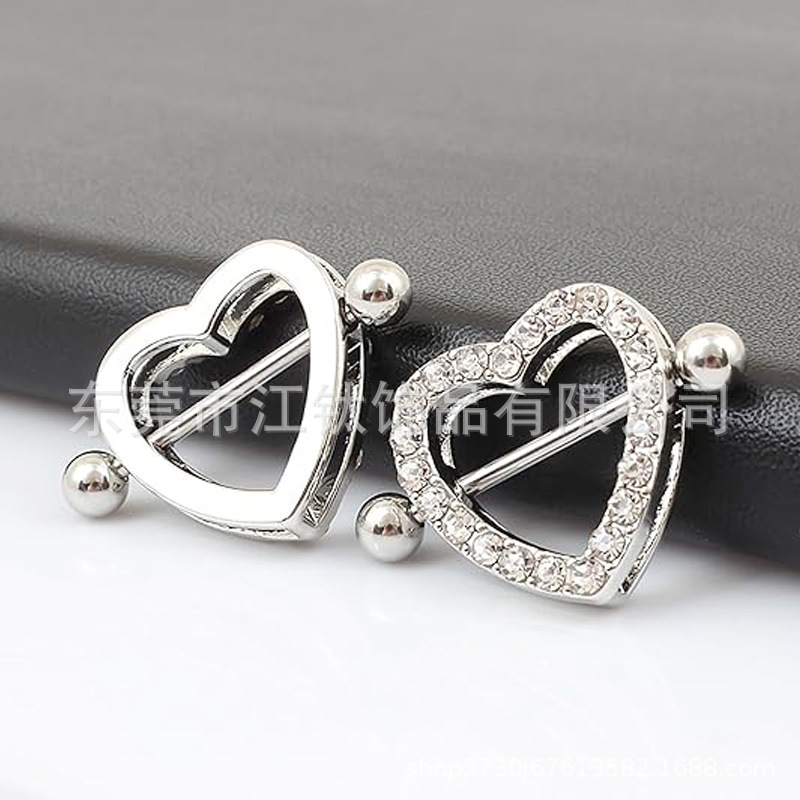 G23 Titanium Heart Breast Ring - Custom Body Piercing Jewelry Nail with Polished Finish - Image 2