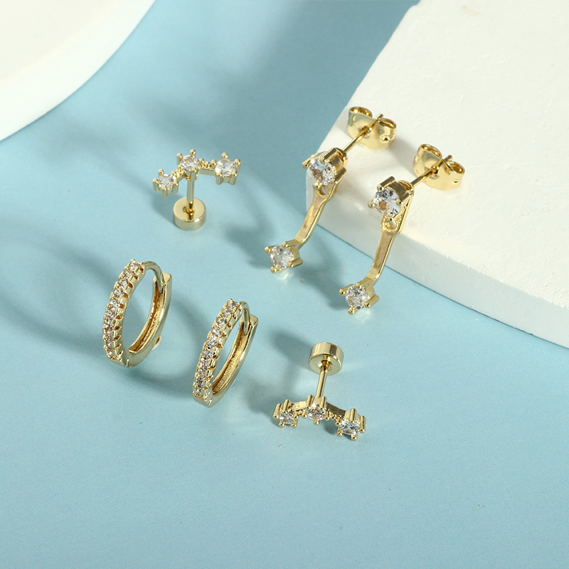 Stainless Steel Star Zircon Fashion Ear Bone Stud Earrings All-Match Women's Earrings - Image 3