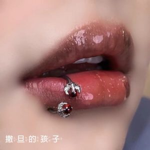 Sweet Cool Dragon Heart Lip Ring - 12mm 316L Surgical Steel Horseshoe Ring for Lip Piercing - Punk Style Replacement Nail - Purple