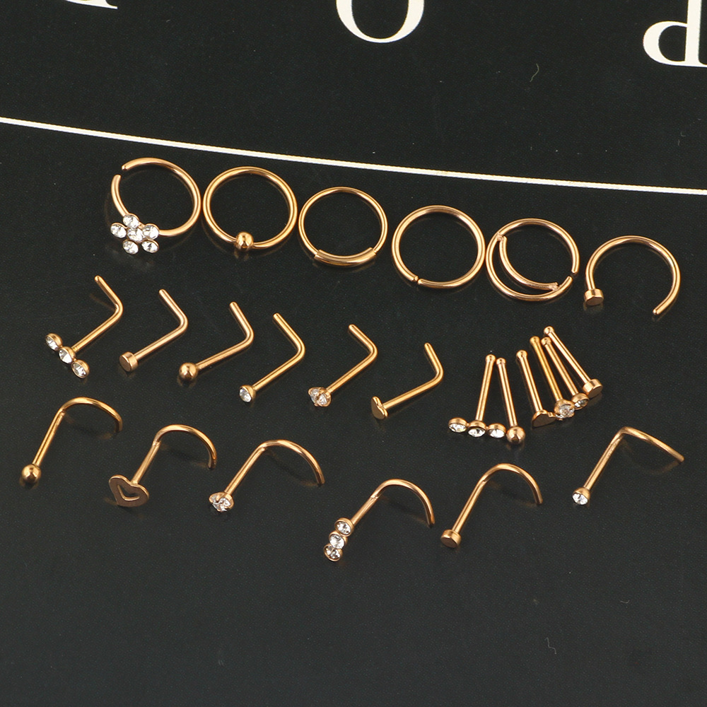 Amazon New Combination Nose Nail Set - 24 Piece Stainless Steel Nose Ring Jewelry Set - Image 2