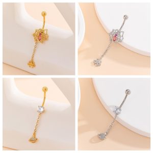 European American Spider Belly Ring CZ Zircon Navel Ornament Stainless Steel Navel Piercing Jewelry