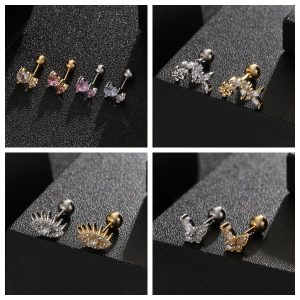 New Devil's Eye Sexy Screw Ear Bone Nails Copper Micro-Inlaid Zircon Earrings for Women