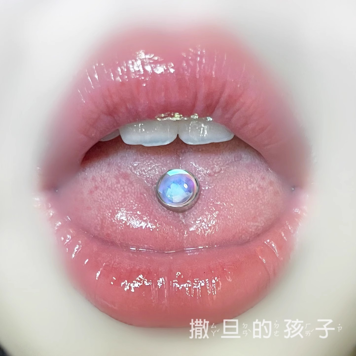 Human Sweet Girl Pop Flash Tongue Ring Titanium Steel External Thread Tongue Barbell Piercing Jewelry Wholesale - Image 2