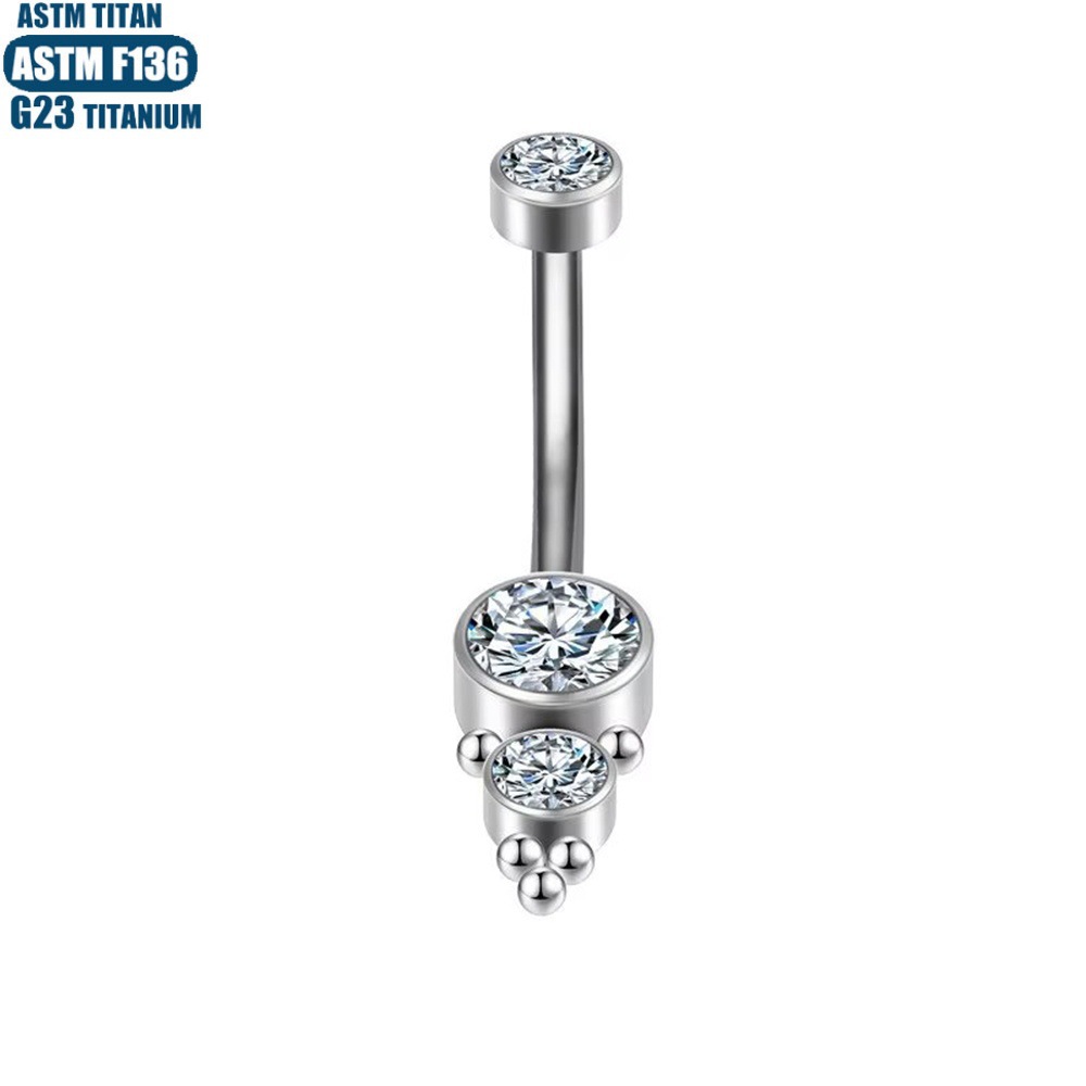 Hot Sale F136 Titanium Navel Ring Internally Threaded Diamond Ball Belly Button Jewelry 14G - Image 2