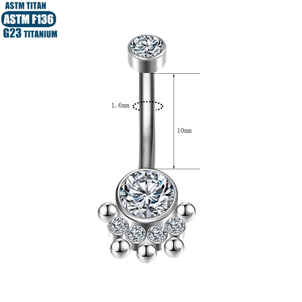 Women's Sexy Navel Ring F136 Titanium Navel Piercing Ball Zircon Inner Spiral Body Jewelry - Image 4