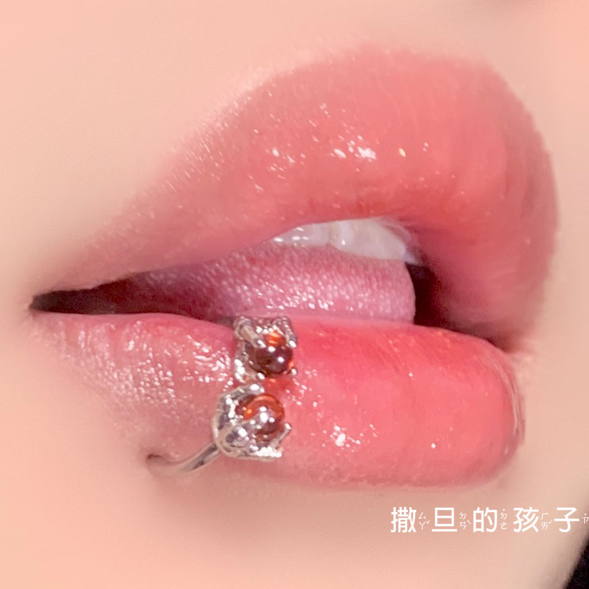 Red Dragon Claw External Thread Lip Ring - 12mm Hoop 1.2mm Thick Stainless Steel Lip Piercing Jewelry - Image 3