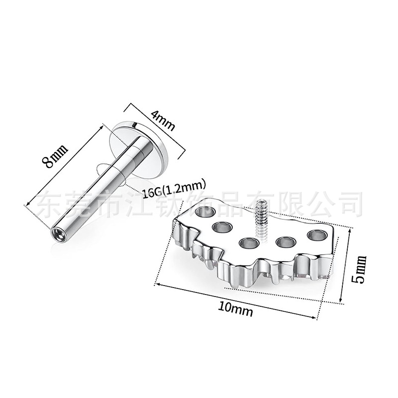 ASTM F136 Titanium Earring Marquise Cut Zircon Cartilage Stud Ear Bone Piercing Jewelry Square Shape 1.2x8mm - Image 3