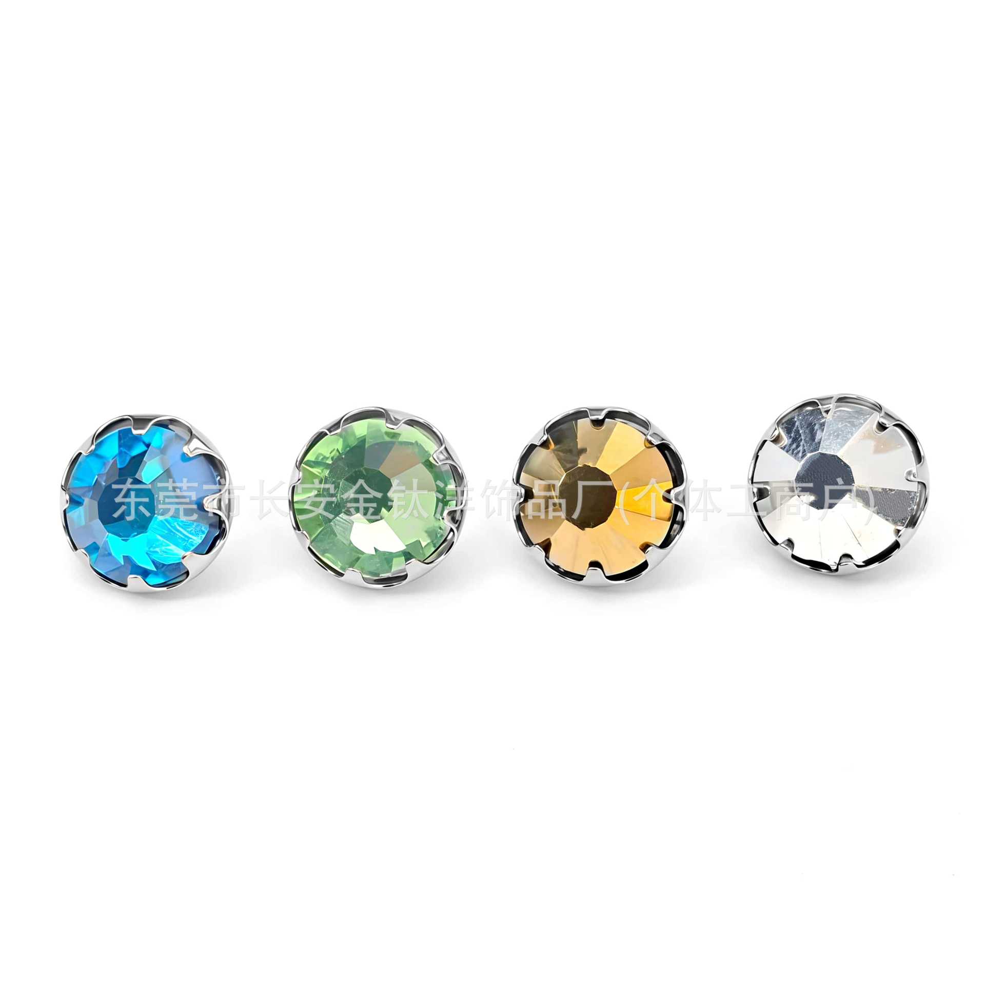 F136 Titanium Serrated New Czech Diamond-Inlaid Lip Studs, Ear Studs, Navel Studs, G23 Titanium Alloy Piercing Jewelry - Image 2