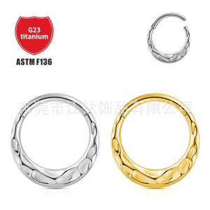 Jiangtitanium F136 Titanium Nose Ring Crescent Concave-Convex Frosted Ear Buckle G23 Titanium Alloy Body Piercing Jewelry Earrings
