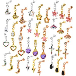 Stainless Steel Rod Zircon Pendant Ear Nail Screw Ball Fashion Earrings European American Piercing Jewelry