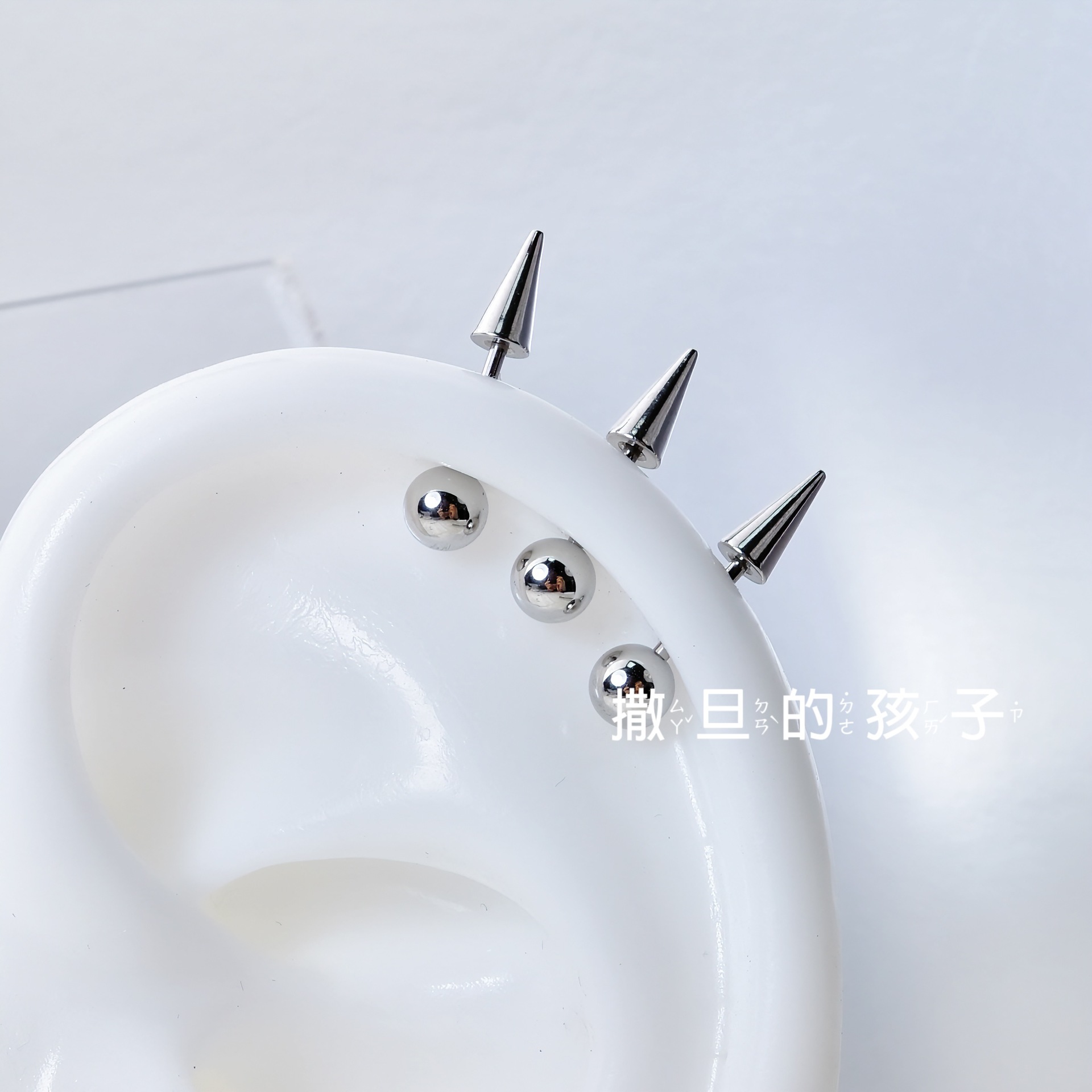 Devil Twist Ball Ear Stud Titanium Steel Cartilage Earring for Sleeping - Image 3