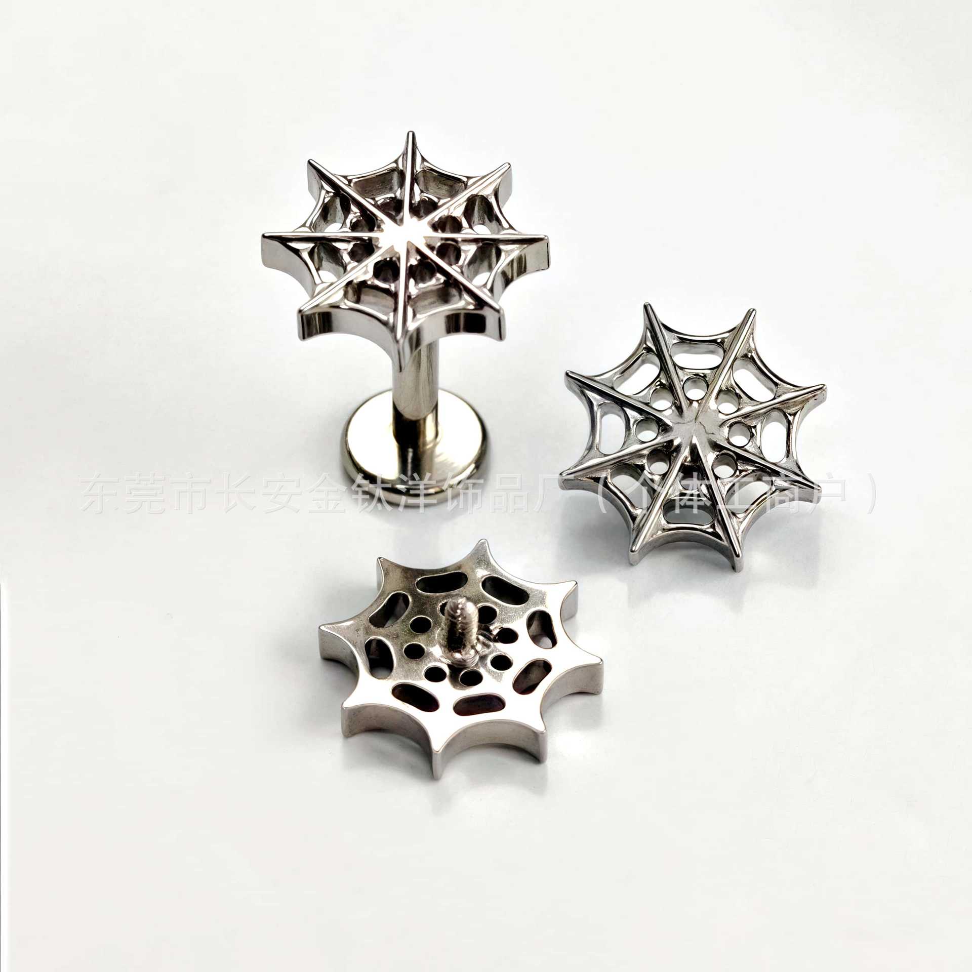 F136 Titanium Hollow Spider Web Ear Nail Nose Nail Ear Bone Piercing Jewelry G23 Titanium Alloy Body Jewelry - Image 2