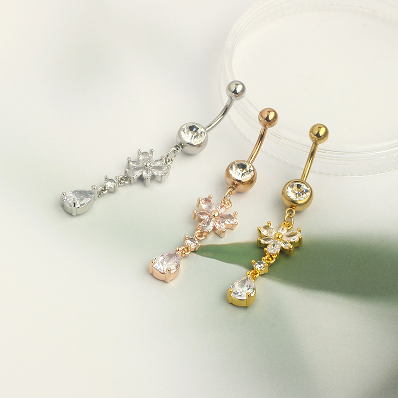 Rose Gold Heart Belly Ring Stainless Steel Navel Jewelry Wholesale - Image 4