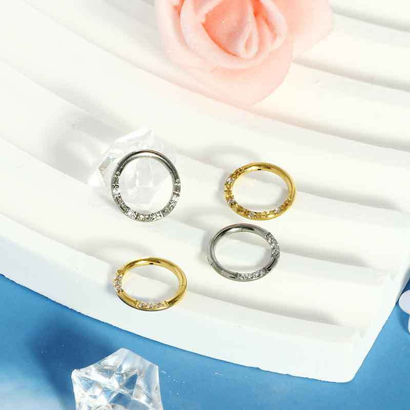 G23 Titanium Nose Ring with Zircon Closure Ring for Men Women Nose Piercing Jewelry - Image 3