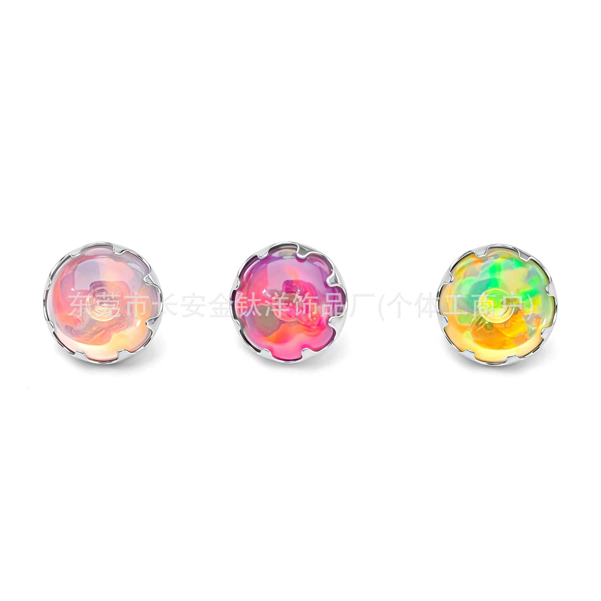 F136 Titanium Serrated Jelly Aurora Opal Embedded Lip Piercing Ear Piercing Navel Piercing G23 Titanium Alloy Body Jewelry - Image 2