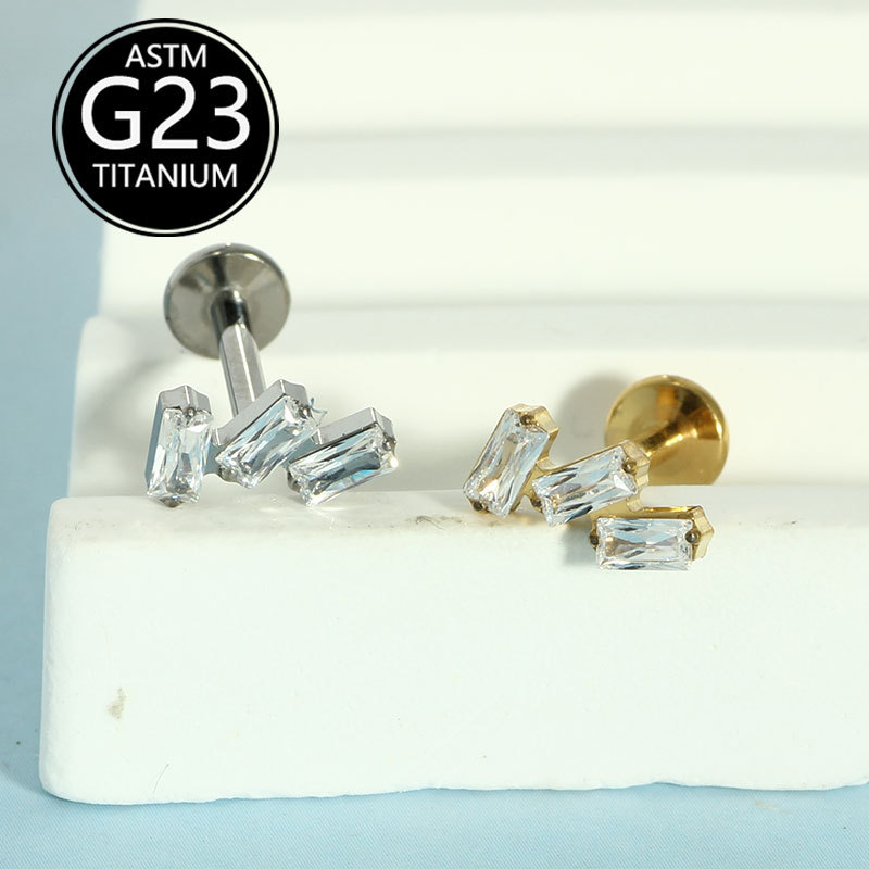 G23 Titanium Zircon Lip Nail Internal Thread Ear Nose Cartilage Stud Body Piercing Jewelry - Image 5