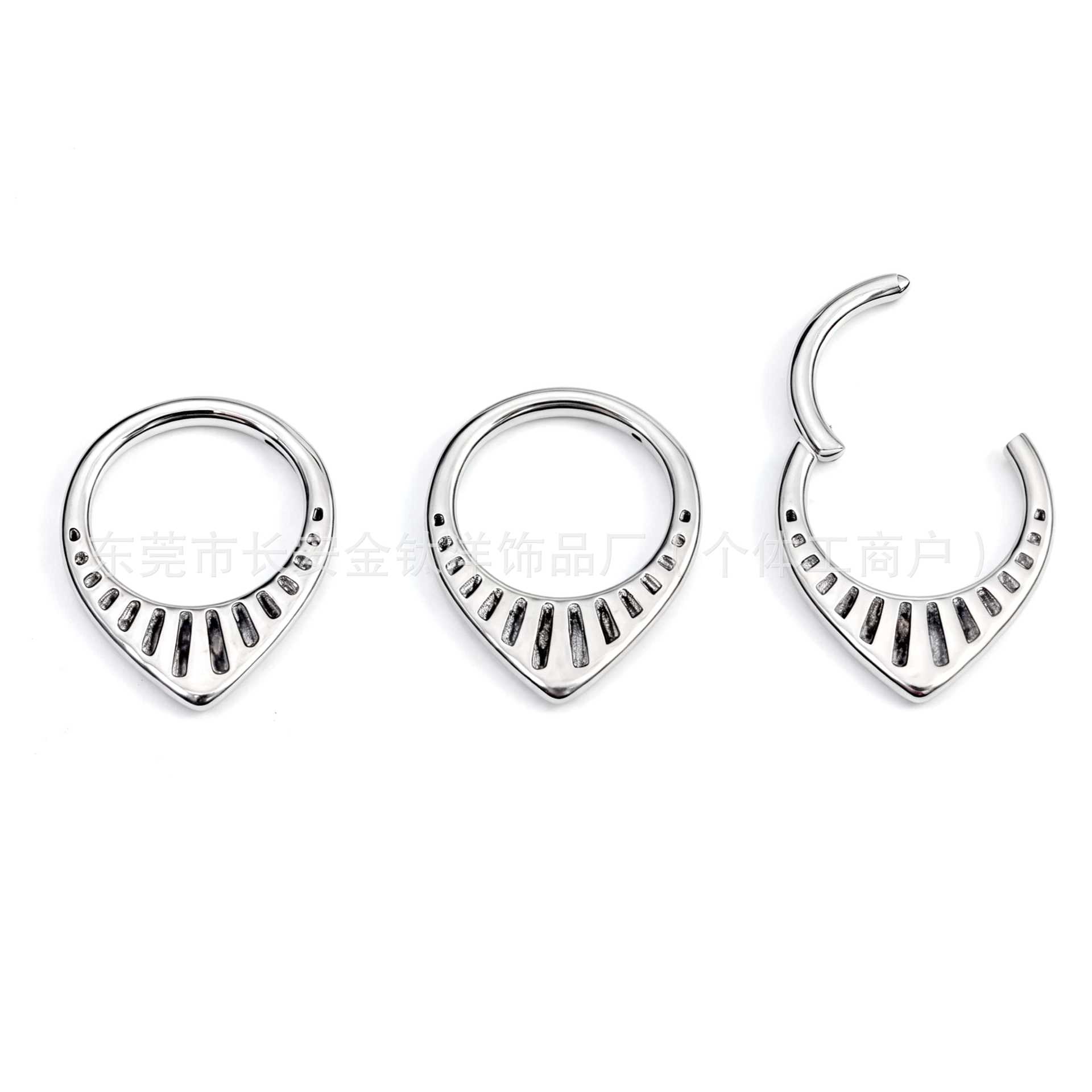 F136 Titanium Drop-Shaped Cut Out Closed Ring Pinless Hoop Earrings Nose Ring Seamless Ring G23 Titanium Alloy Piercing Jewelry - Image 2