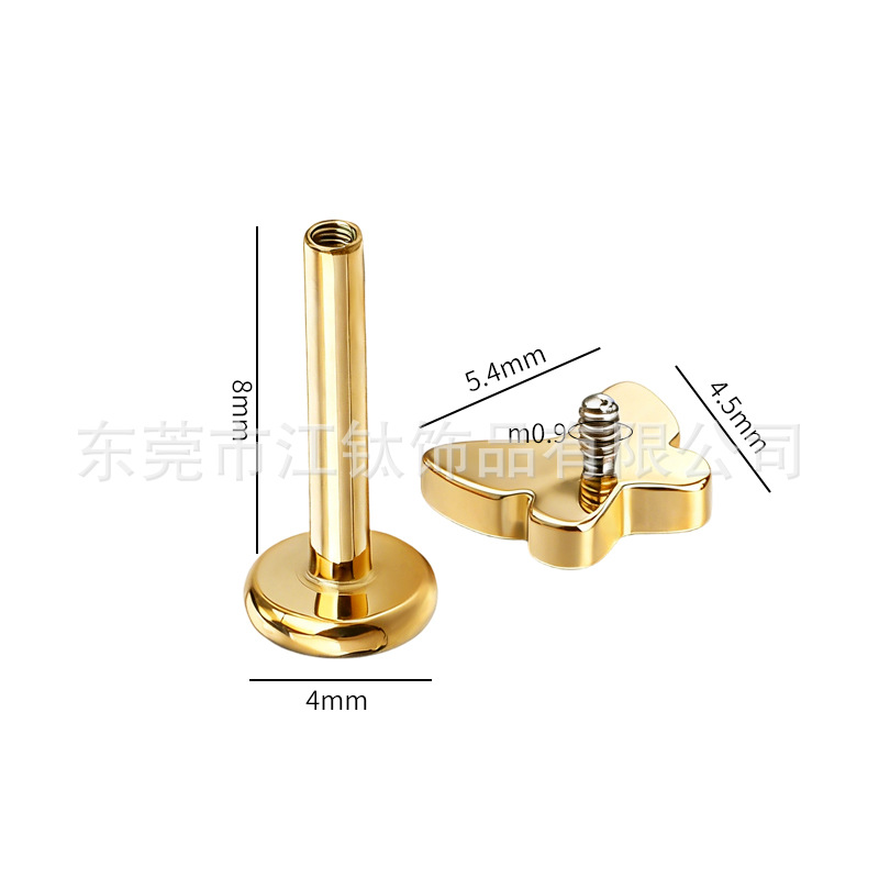 Jiangtai F136 Titanium Alloy Butterfly Insect G23 Titanium Body Piercing Ear Studs Cartilage Studs - Image 2