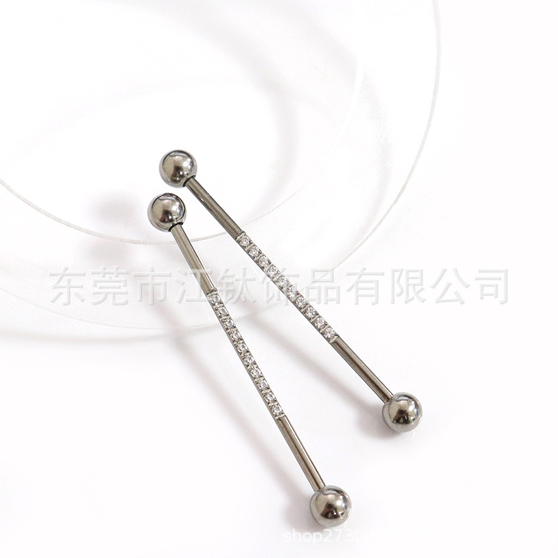 F136 Titanium Ear Bridge Long Outer Tooth Ear Bone Nail Inlaid Row Drill Double Head Ball G23 Titanium Alloy Body Piercing Jewelry - Image 5