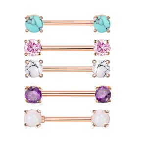 New Stainless Steel Zircon Nipple Ring Nipple Nail Heart-Shaped Electroplated Nipple Jewelry Rose Gold