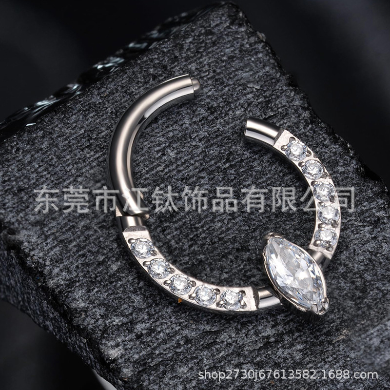G23 Titanium Nose Ring 1.2x8mm 5A Zircon Inlaid Closed Ring Body Piercing Jewelry Custom - Image 4