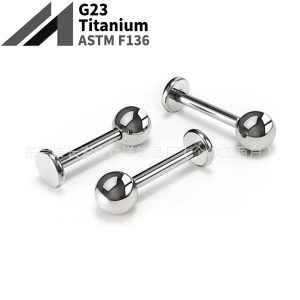 F136 Titanium Pin-Type Round Ball Lip Stud Earrings Nose Stud Ear Bone Stud Body Piercing Jewelry