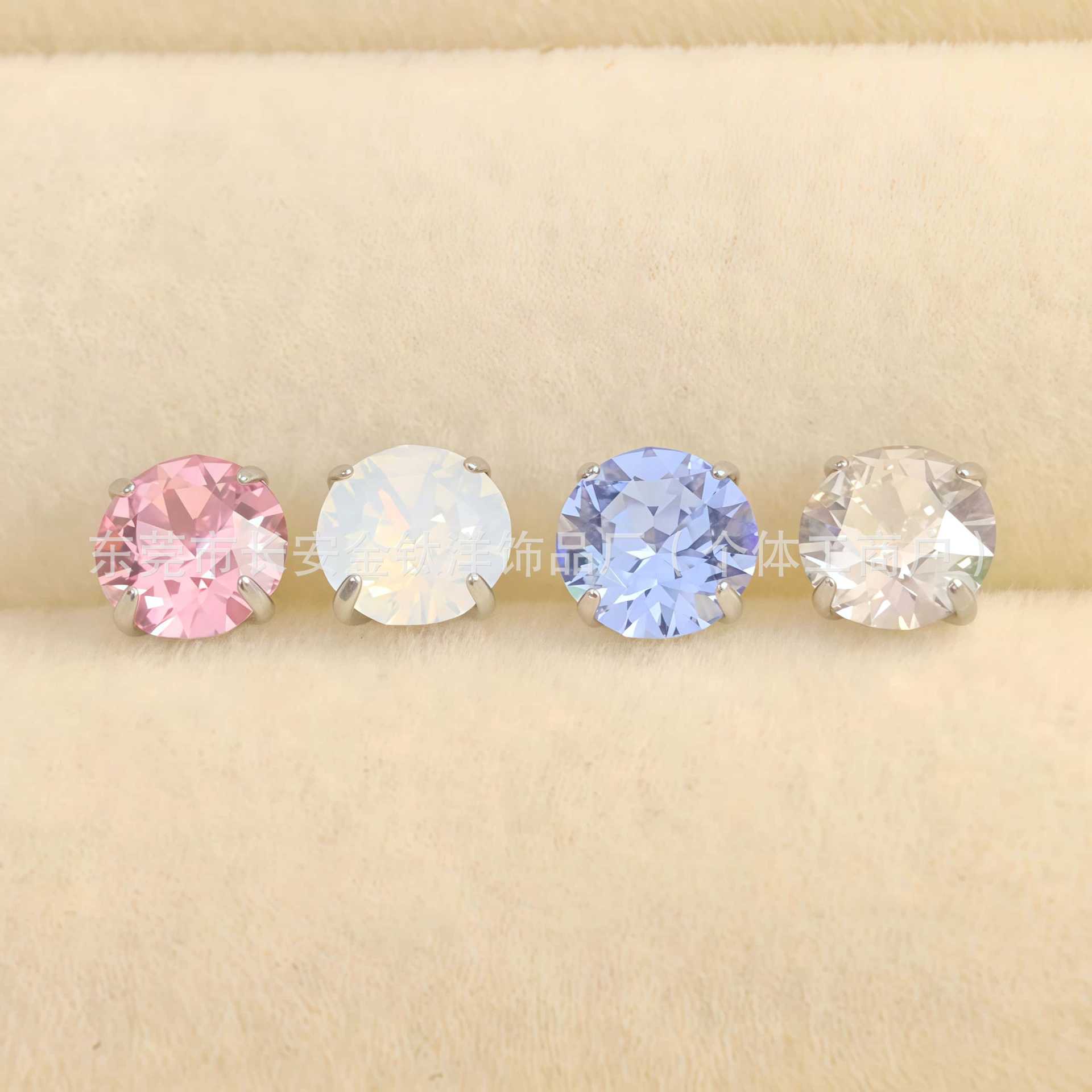 F136 Titanium Flash Claw Inlaid Swarovski Pin Earrings Ear Bone Nails G23 Titanium Alloy Body Piercing Jewelry - Image 4