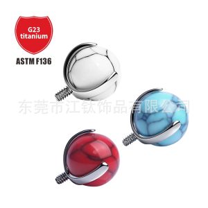 G23 Titanium F136 Natural Stone Turquoise Three-Claw Ear Cartilage Stud Body Piercing Jewelry