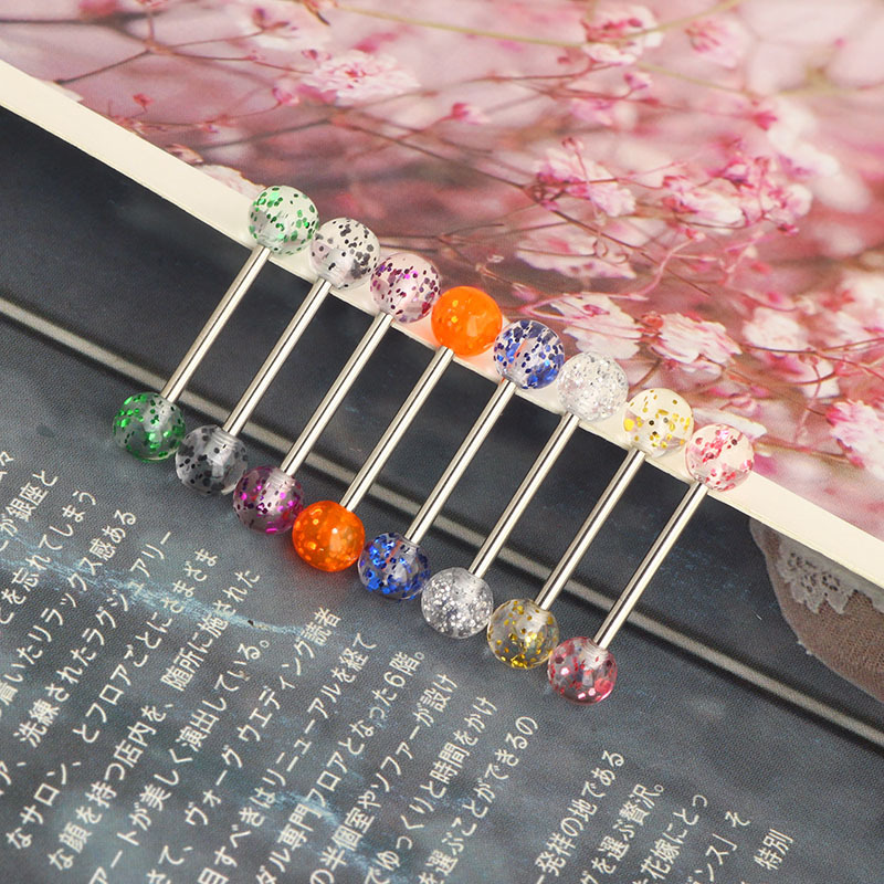 Multi-Color Shiny Heart Tongue Nails Clavicle Nails Ear Bridge Piercing Jewelry Stainless Steel - Image 4