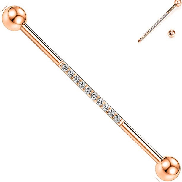 Stainless Steel Zircon Star Cartilage Earring Barbell Fashion Punk Piercing Jewelry Rose Gold - Image 4