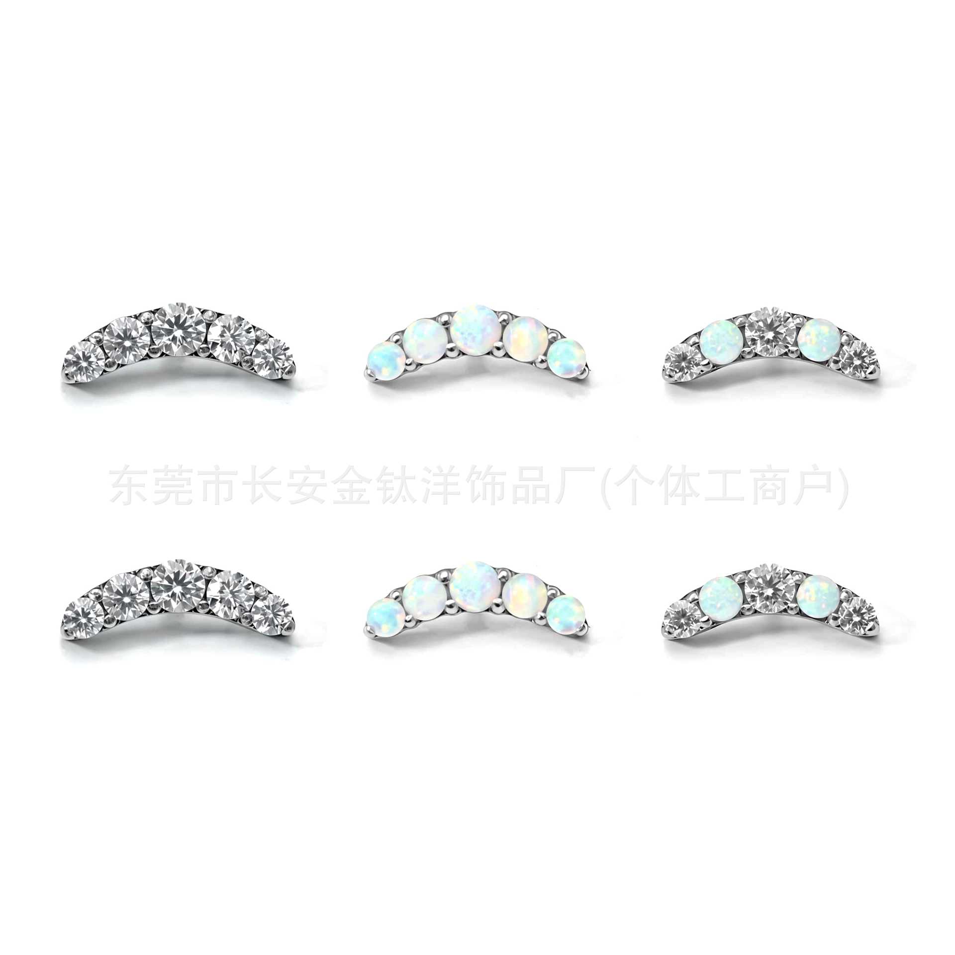 F136 Titanium Five-Row Zircon Lip Piercing Ear Bone Stud G23 Titanium Alloy Body Piercing Jewelry - Image 5