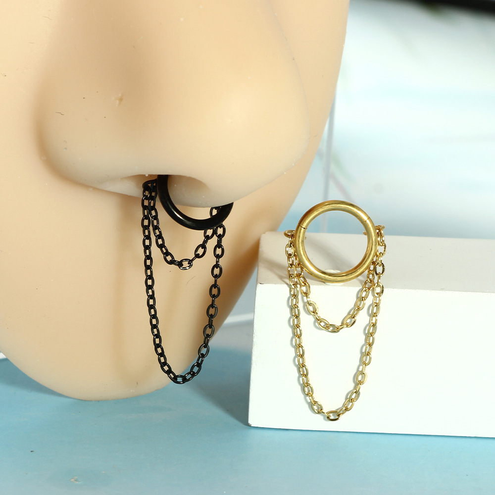 F136 Titanium Nose Ring Tassel Ear Bone Ring Closed Ring Piercing Jewelry for Men and Women Fashion Earrings - Image 4