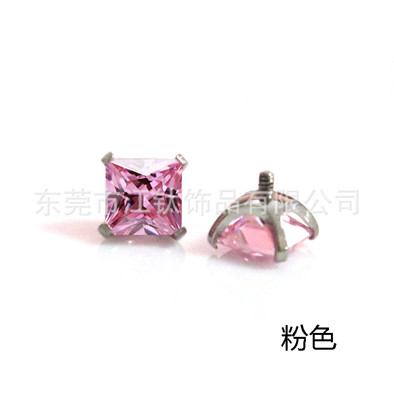 F136 Titanium Cube Sugar 5A Zircon Square Lip Nail Body Piercing Jewelry Ear Bone Nail - Image 2