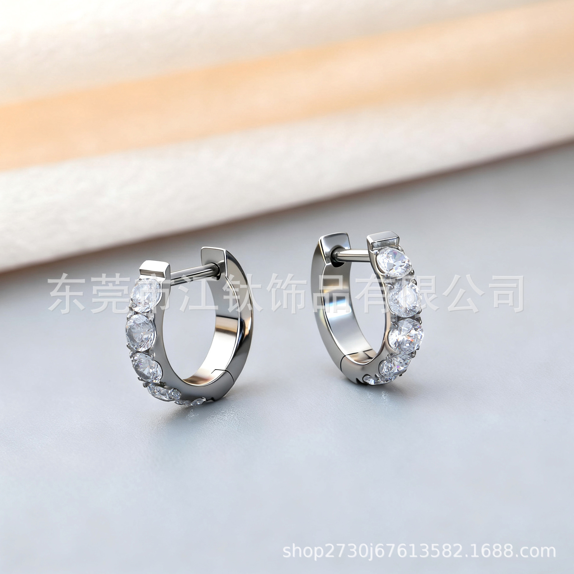 G23 Titanium Alloy Earrings Cartilage Stud D-Shape Zircon Inlaid Piercing Jewelry 14G 12mm - Image 3
