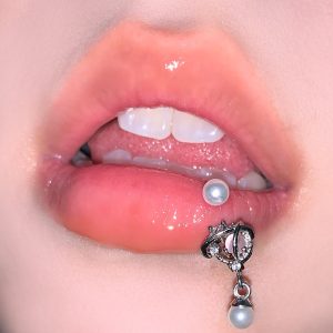 Star Chain Cat's Eye Diamond D-Ring Lip Ring 316L Surgical Steel Lip Nail Hot Girl Piercing Jewelry
