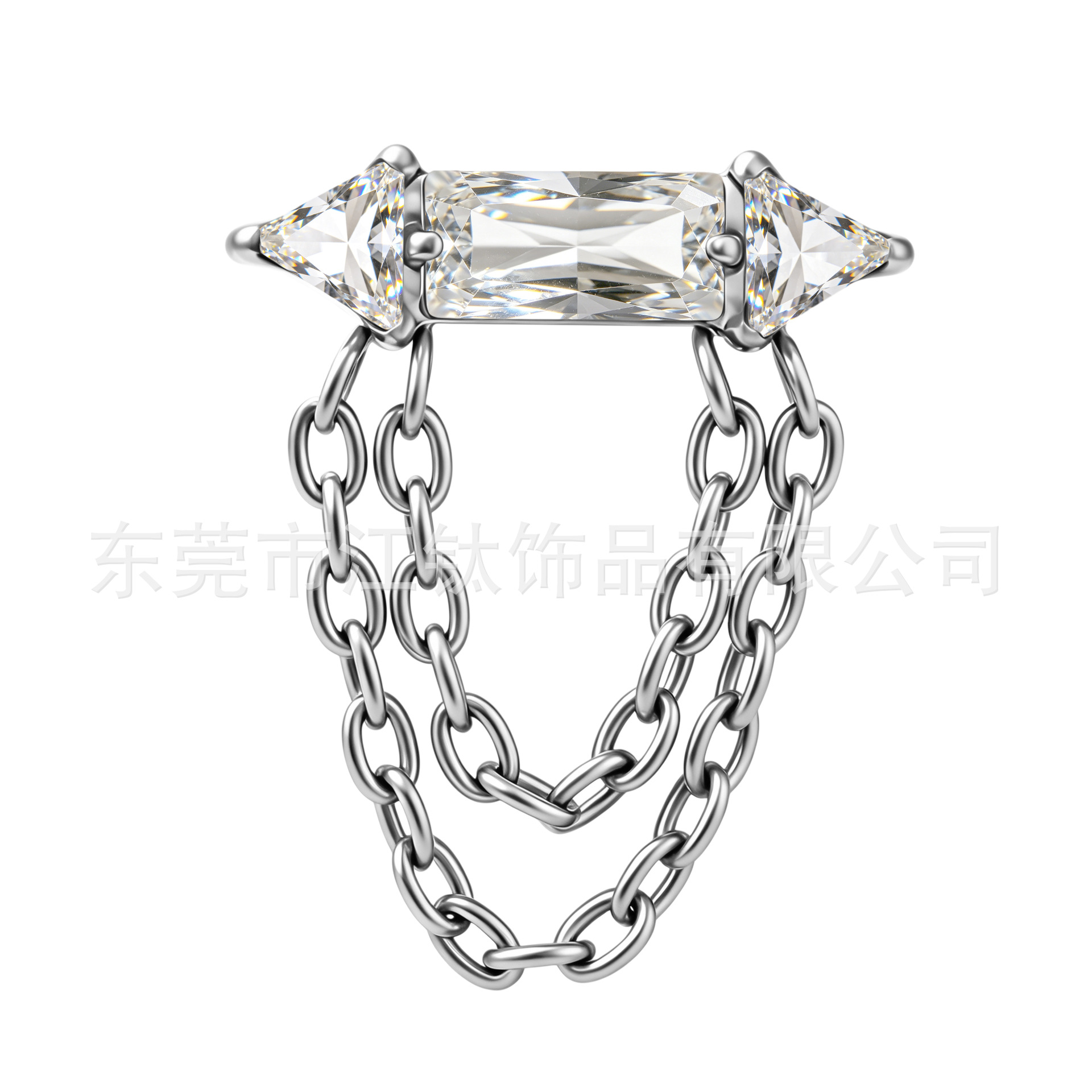 G23 Titanium Alloy Ear Cartilage Stud with Zircon Chain - ASTM F136 Earring for Helix Tragus Conch - Image 5