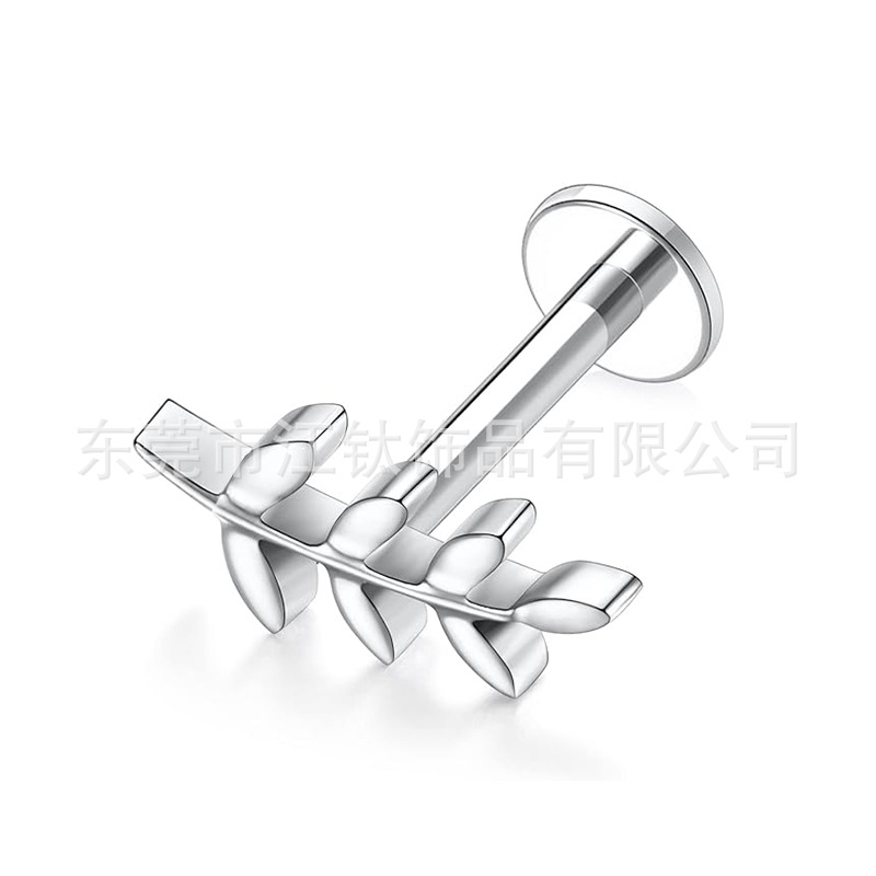 F136 Titanium Leaf Ear Studs Lip Nails G23 Titanium Alloy Body Piercing Jewelry Ear Bone Nails - Image 5