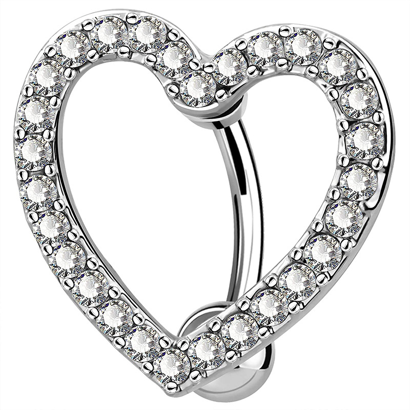 Heart-Shaped Zircon Belly Button Ring Rose Gold Navel Piercing Jewelry Wholesale - Image 3