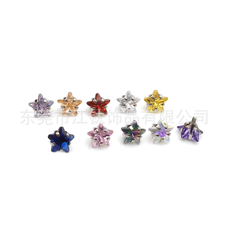 Titanium Five-Pointed Star CZ Earrings Star Claw Zirconium G23 Titanium Alloy Ear Bone Piercing Nail - Image 5