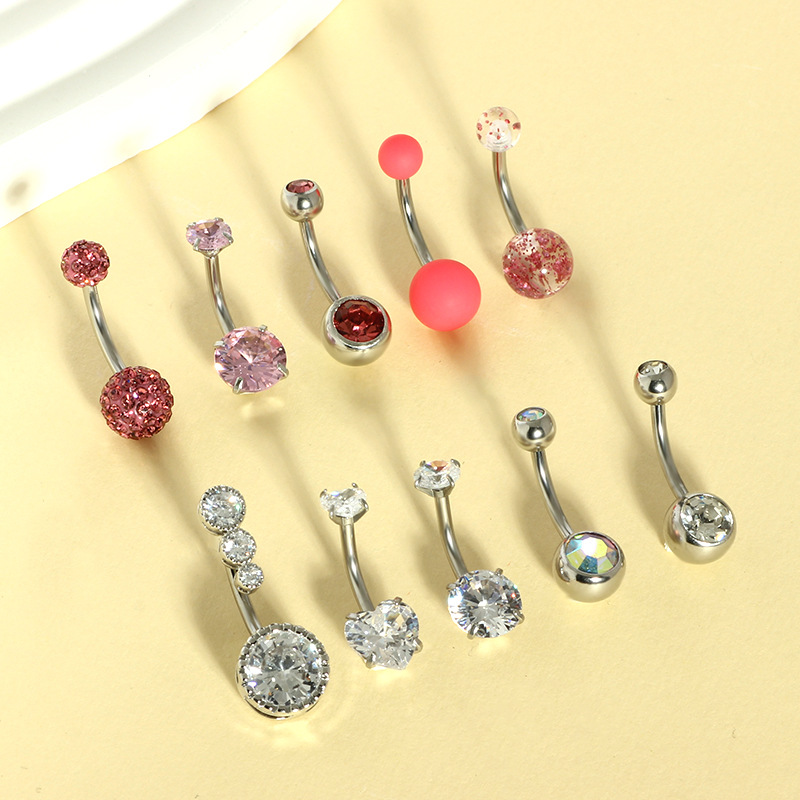 14G Navel Nail Set 10-Piece Stainless Steel Belly Button Ring Painted Color Piercing Jewelry - Image 3