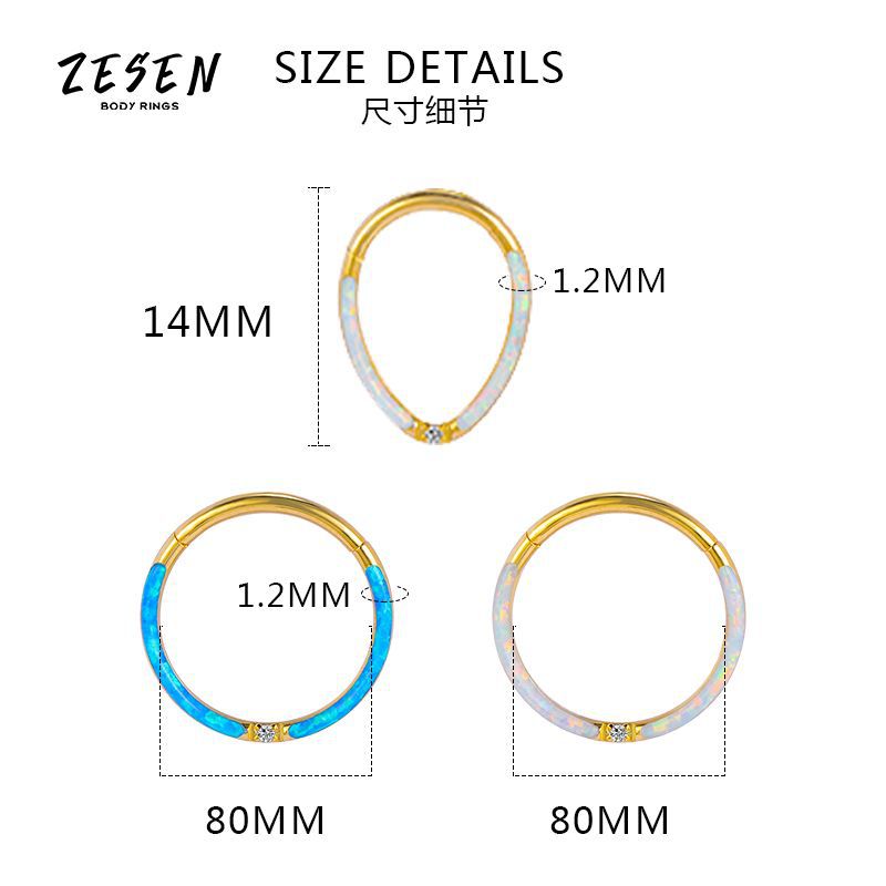 Personalized Titanium Steel Opal Lip Ring Horseshoe Nose Septum Ear Bone Piercing Jewelry Gold - Image 5