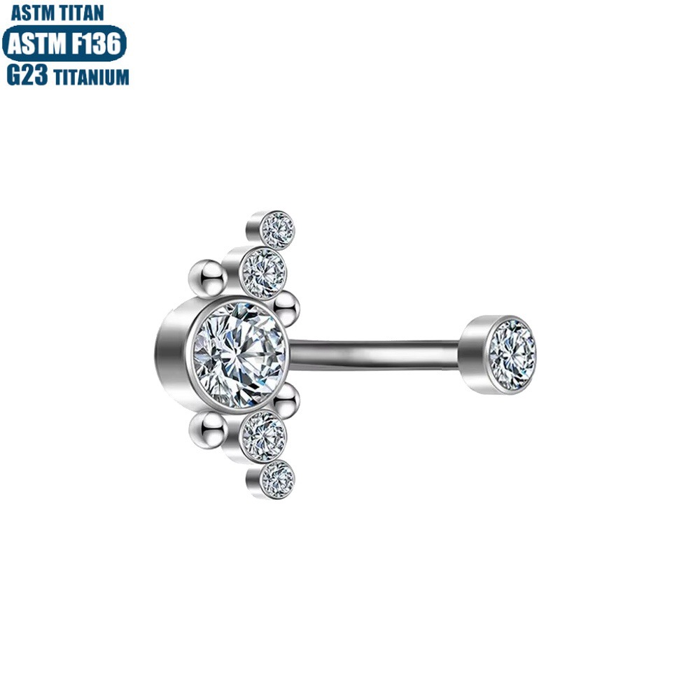 European American Hot Selling Zircon Navel Nail F136 Titanium Alloy Navel Ring Inner Screw Piercing Jewelry Navel Button - Image 4