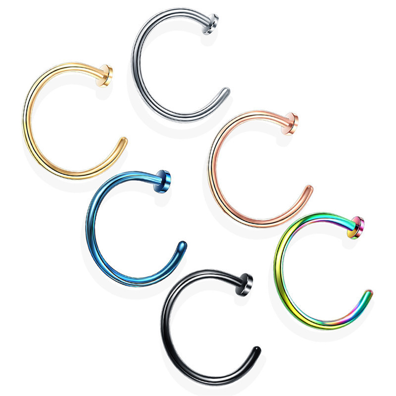 G23 Titanium Alloy Vacuum Plated Non-Pierced Hidden C-Bar Nose Ring Lip Ring Lip Nail - Image 5