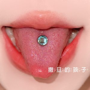Satan's Child Vast Firmament Clear Tongue Nail Drink Glow CZ Tongue Barbell Tongue Piercing Jewelry