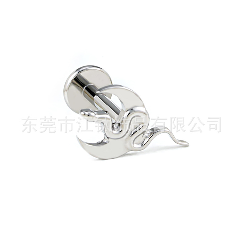 G23 Titanium Moon Snake Ear Cartilage Stud Earring - ASTM F136 Surgical Piercing Jewelry - Image 5
